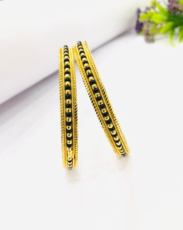 Golden Black Beads Bangle